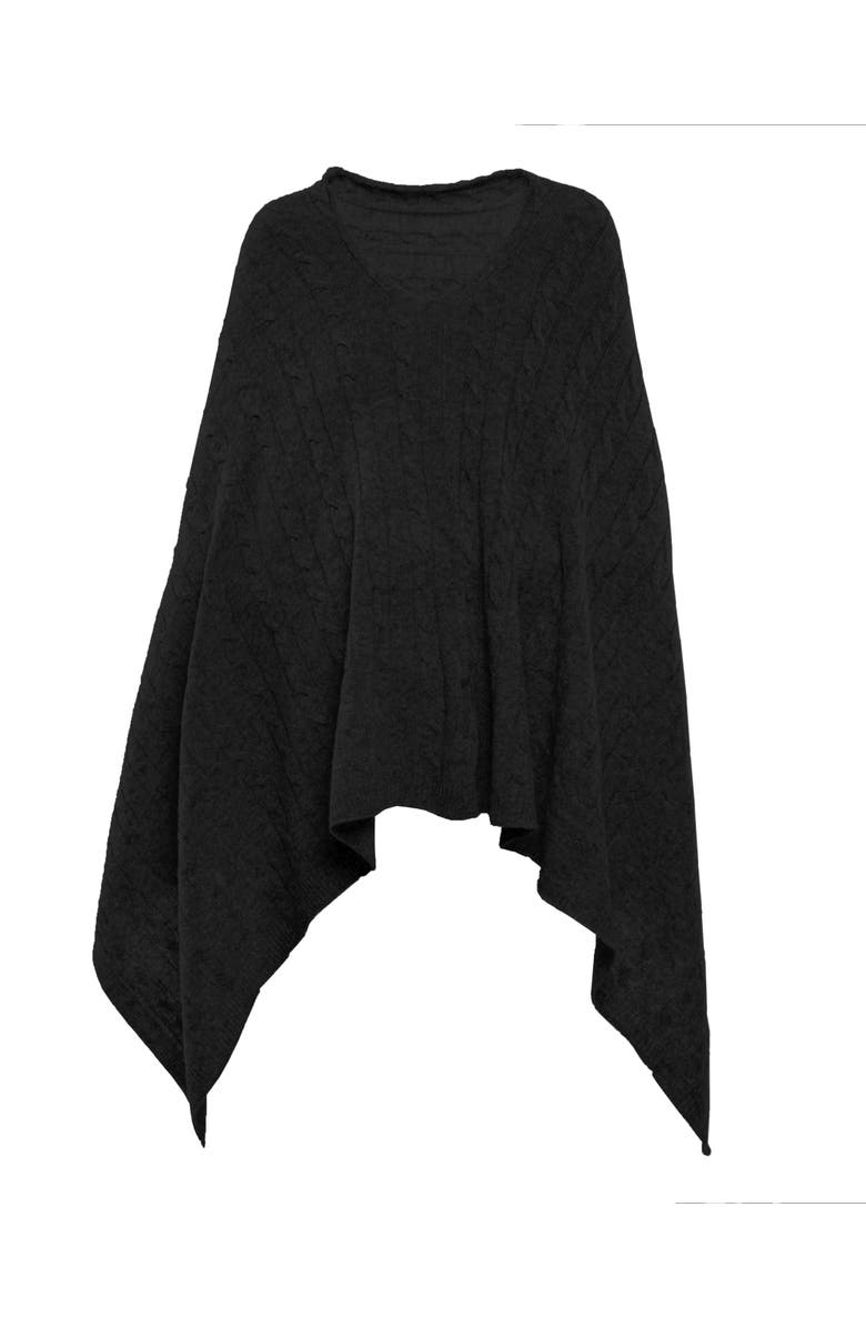 Monticelli Cashmere Pure Cashmere Textured Knit Poncho, Alternate, color, Black