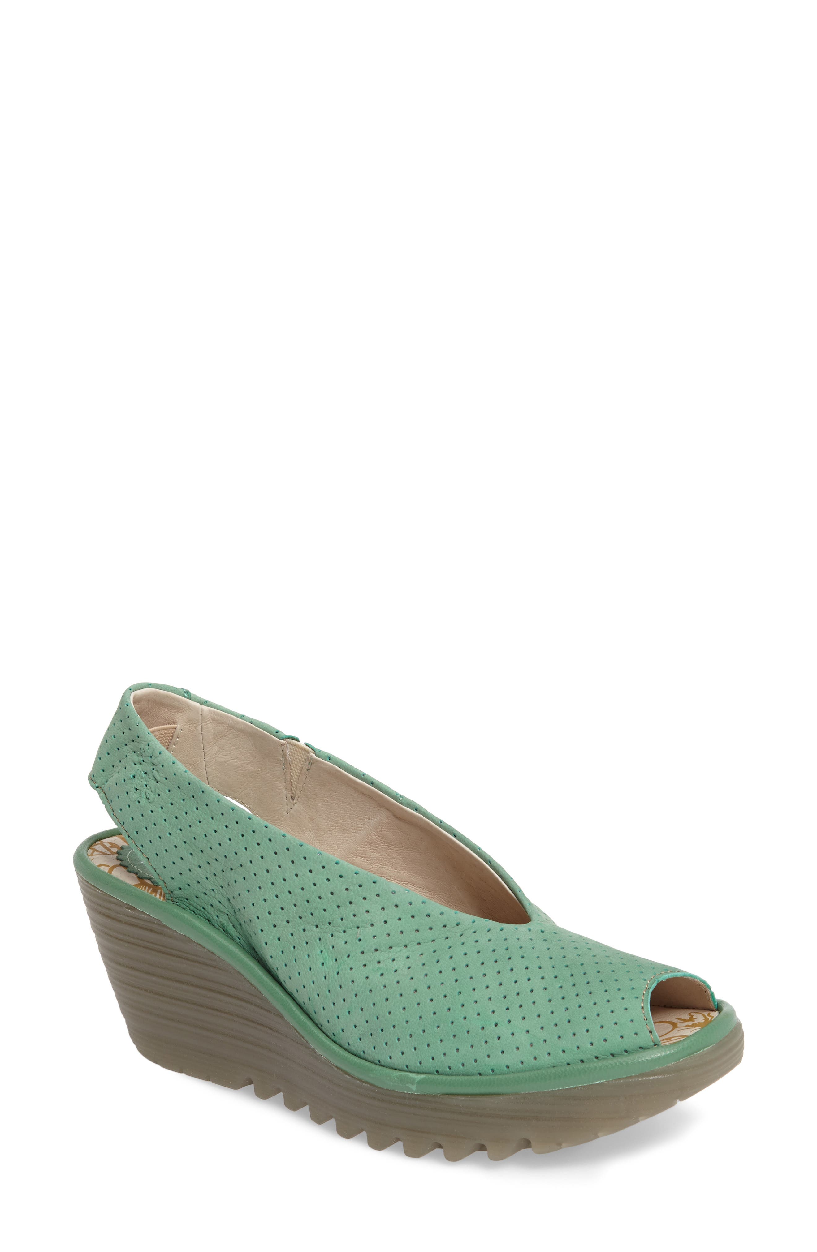 Yazu Wedge Sandal, Main, color, MINT LEATHER