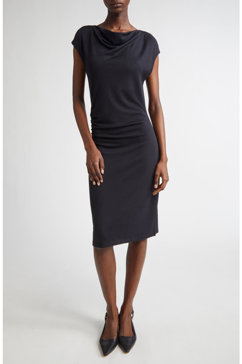 Cowl Neck Side Ruched Knit Dress, Main, color, COASTAL BLUE