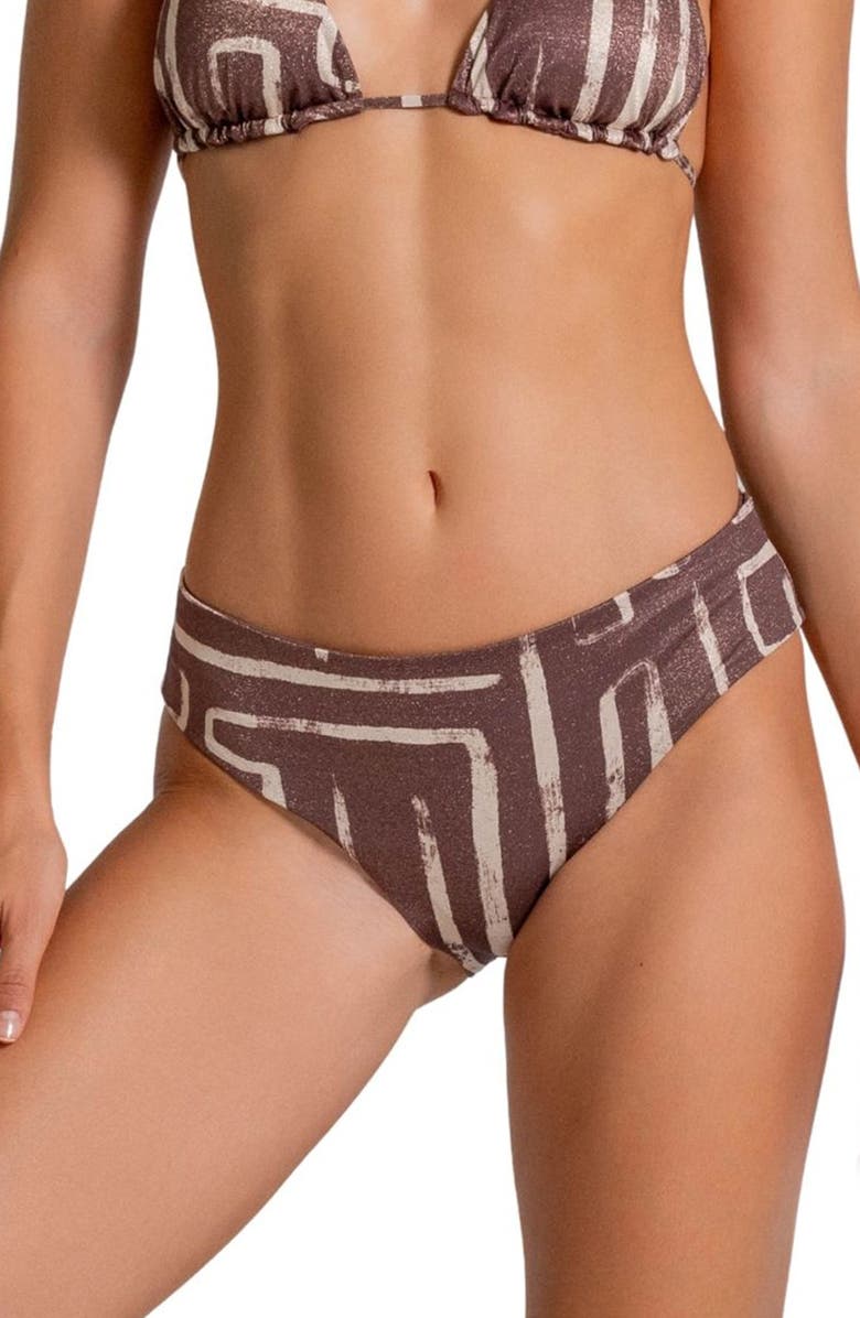 Cosita Linda Metallic Hipster Bikini Bottoms, Main, color, Coffee Bean