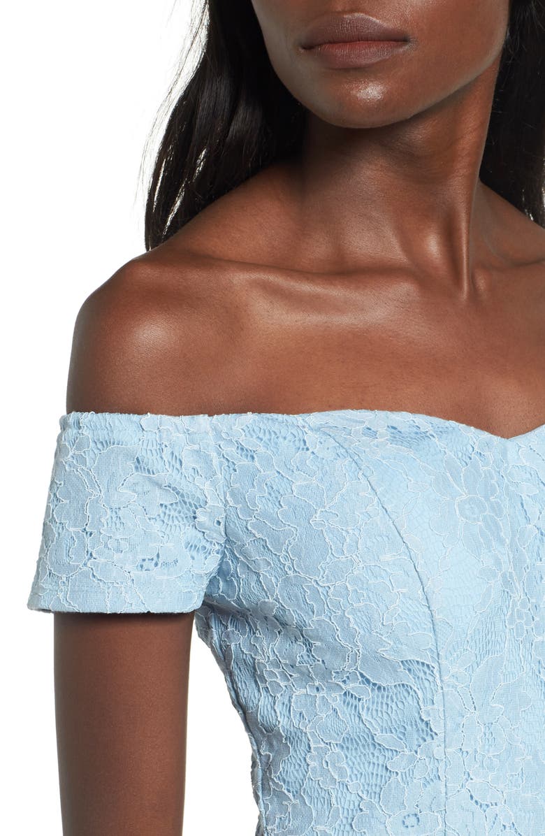 Soprano Lace Off the Shoulder Fit & Flare Dress, Alternate, color, 