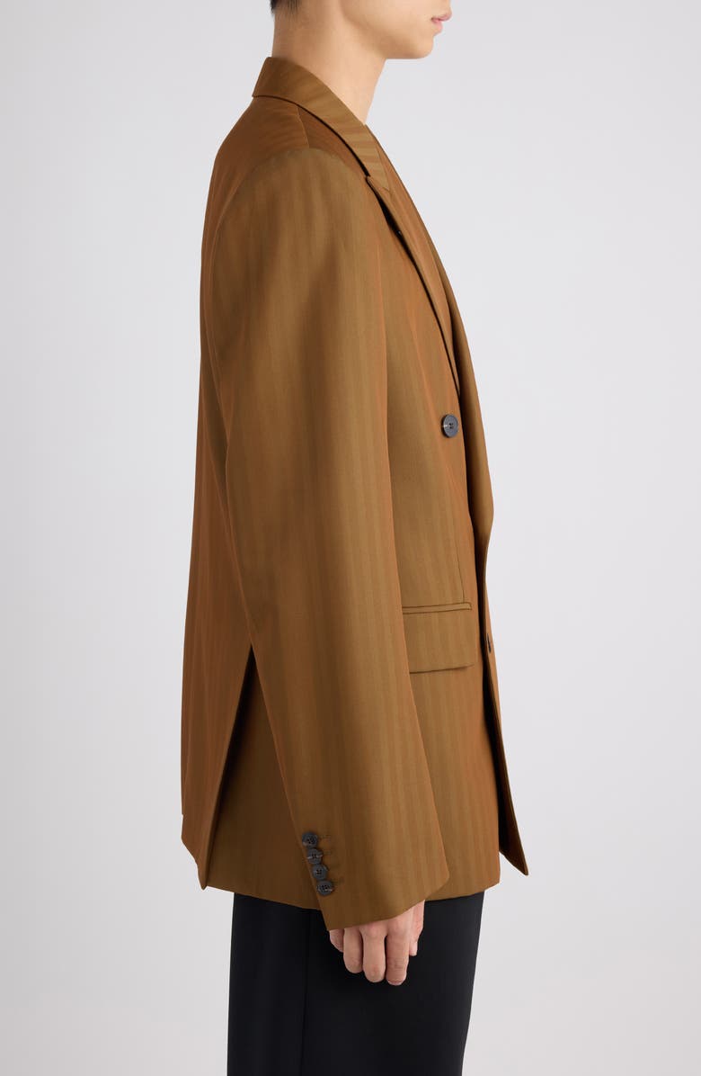 Dries Van Noten Barry Herringbone Stripe Double Breasted Wool Blend Sport Coat, Alternate, color, Tan