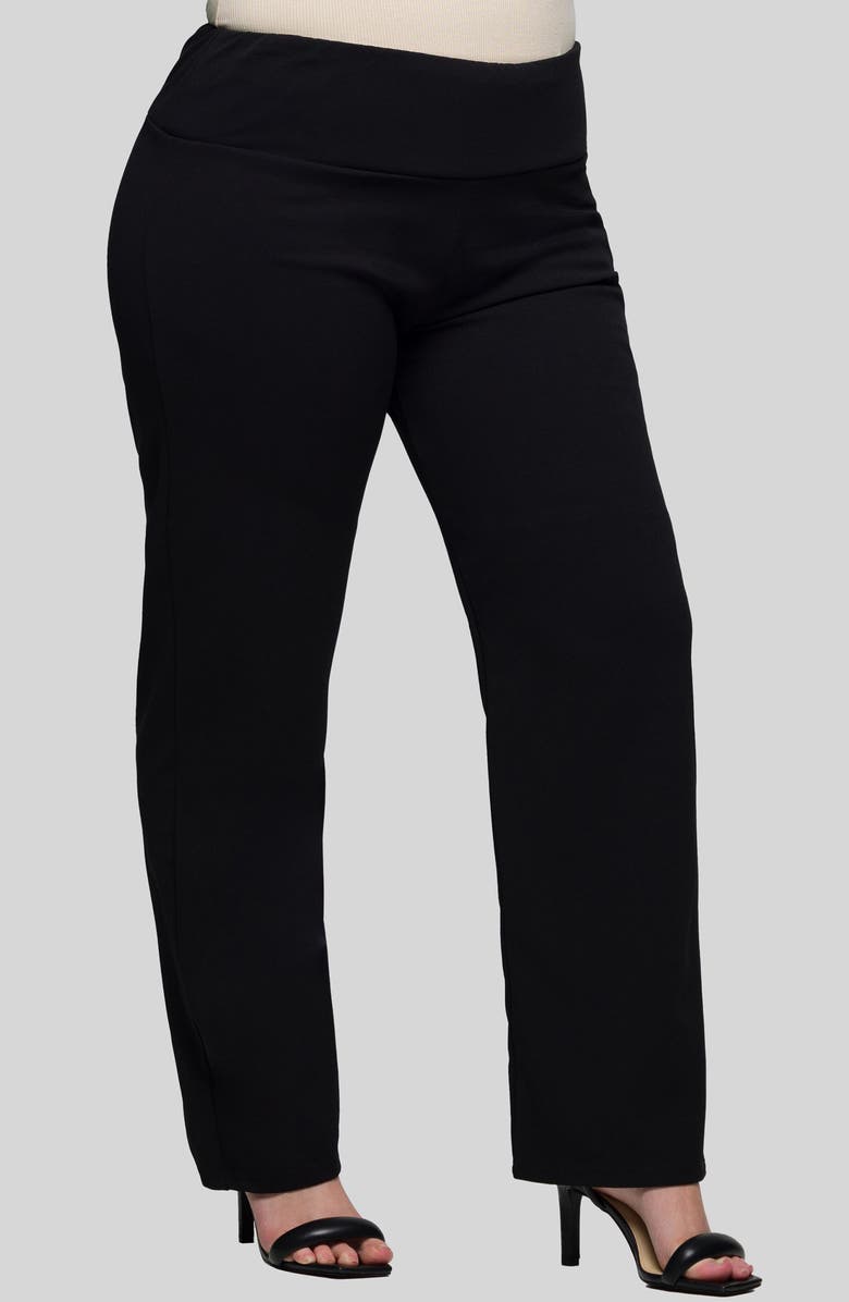 24seven Comfort Apparel High Waist Straight Leg Pants, Alternate, color, Black