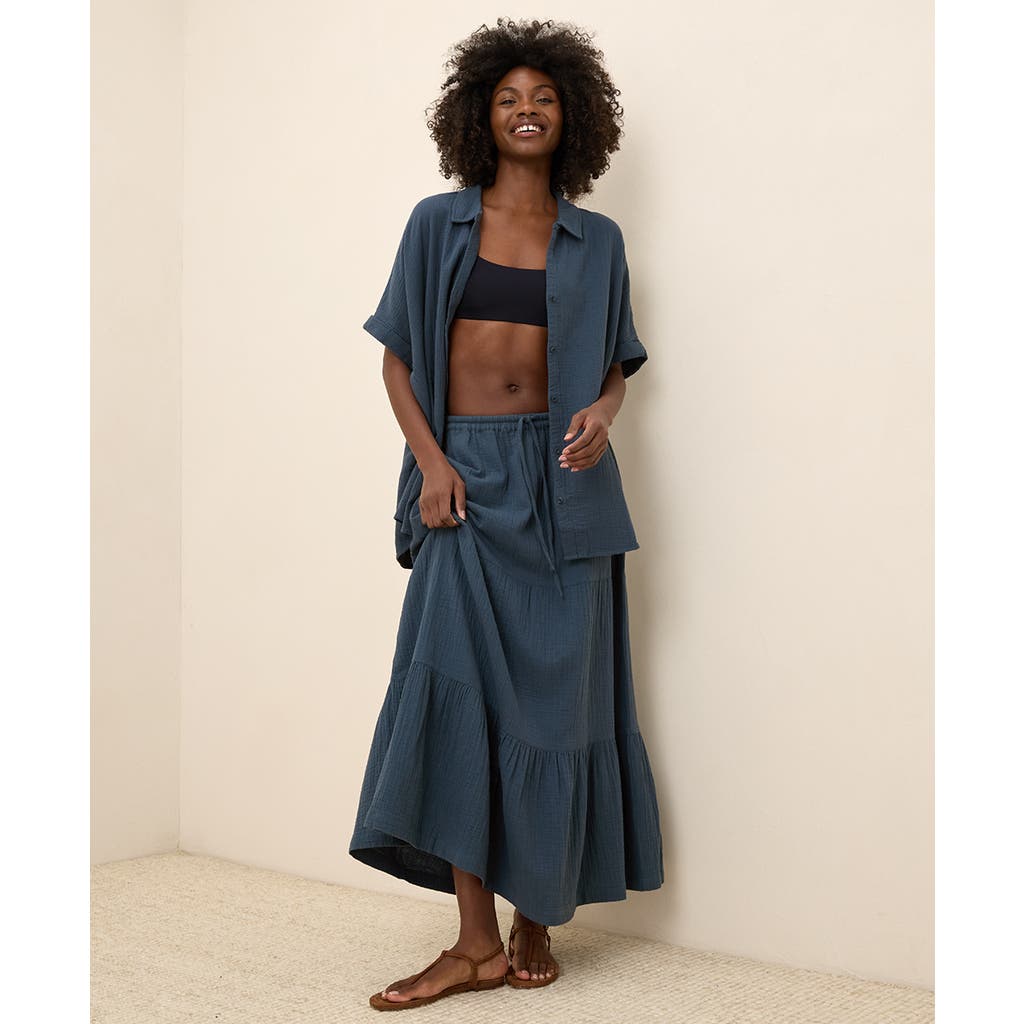 Pact Organic Cotton Coastal Double Gauze Tiered Maxi Skirt
