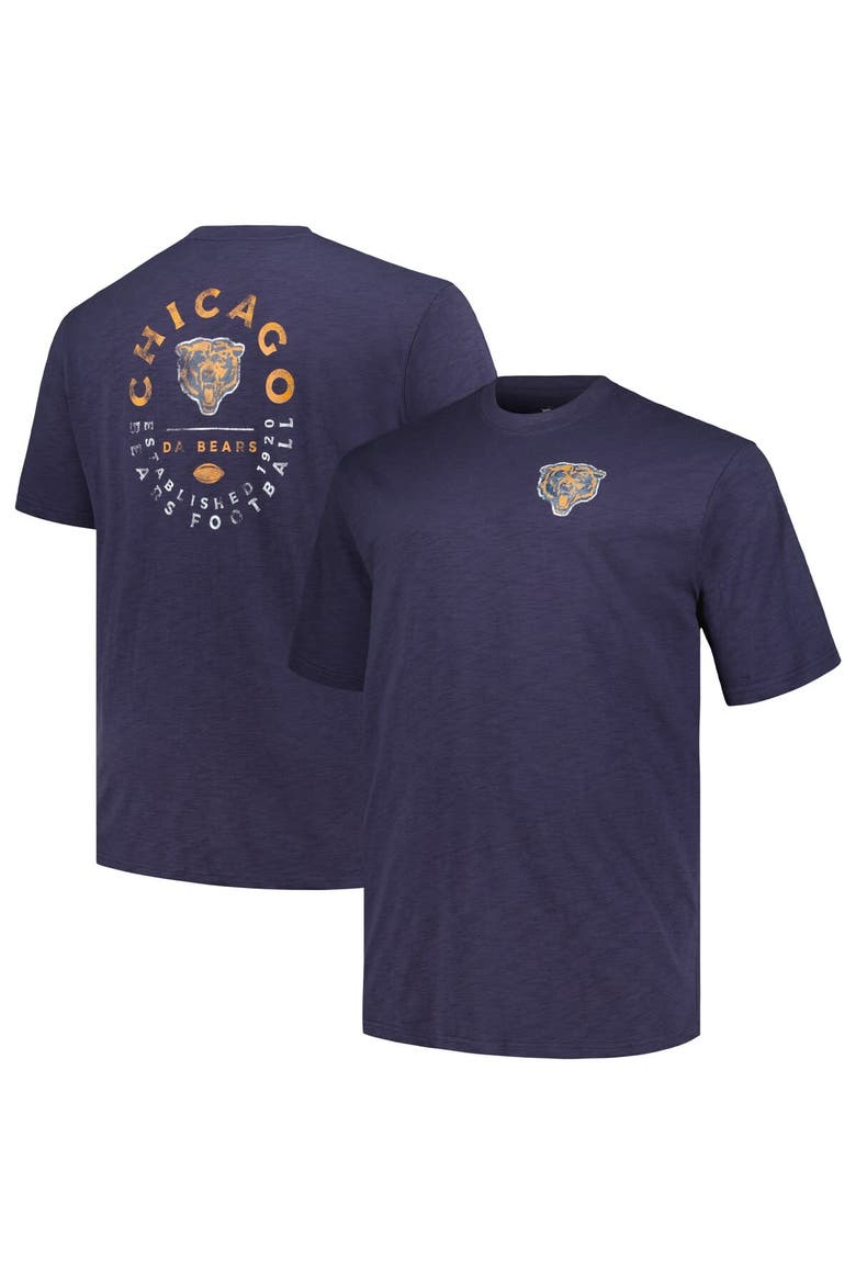 Men's Profile Navy Chicago Bears Big & Tall Two-Hit Throwback T-Shirt, Alternate, color, Navy