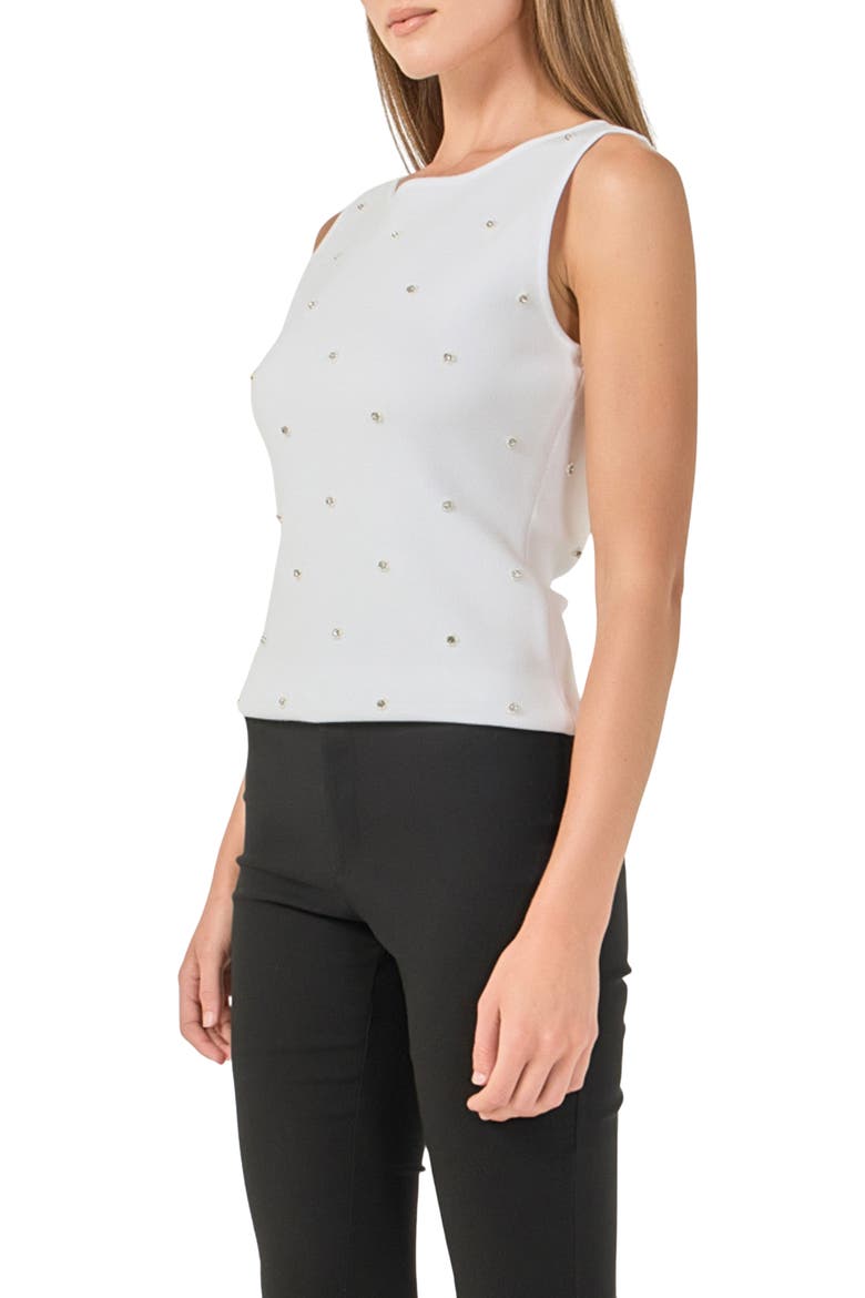 Jewel Embellish Sleeveless Top, Alternate, color, WHITE
