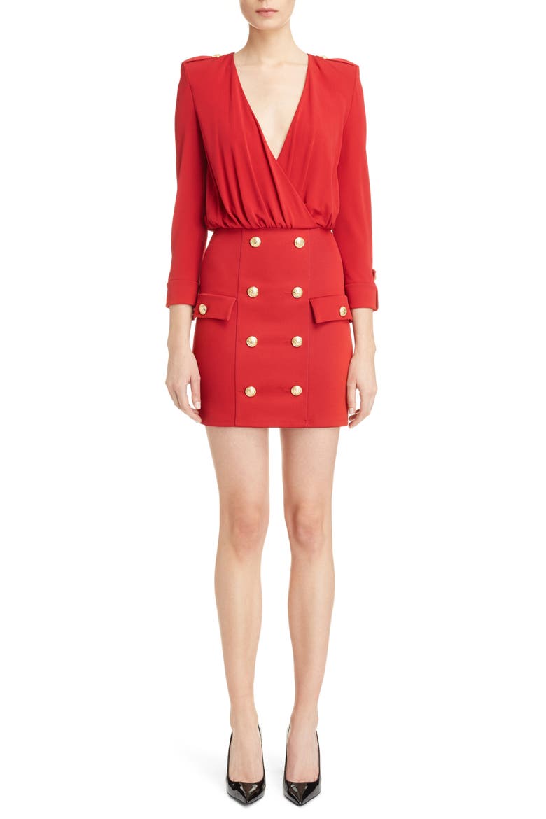 Button Detail Dress, Main, color, RED