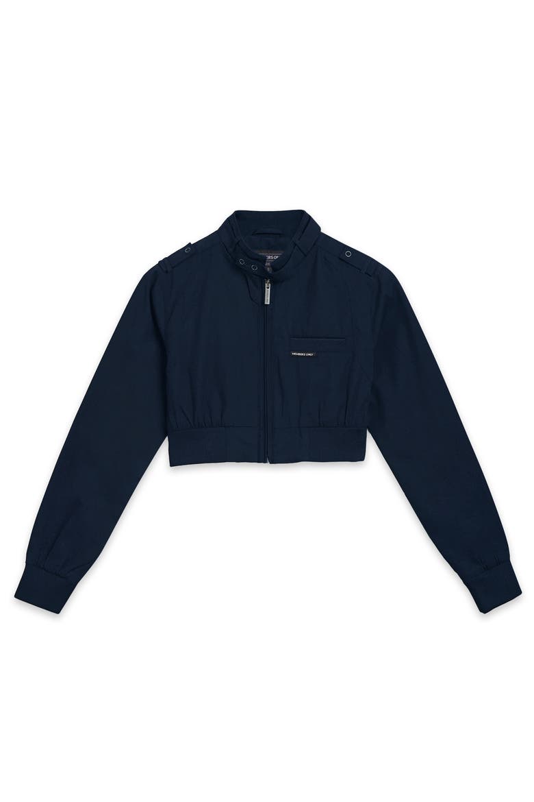 Women's Mini Cropped Racer Jacket, Alternate, color, Navy