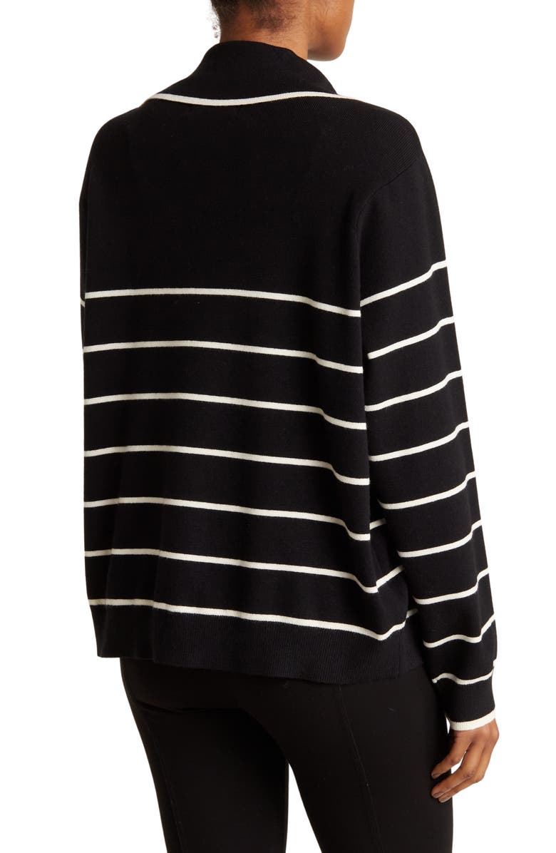 BY DESIGN Hadley Stripe Button Front Cardigan, Alternate, color, Black/ Gardenia