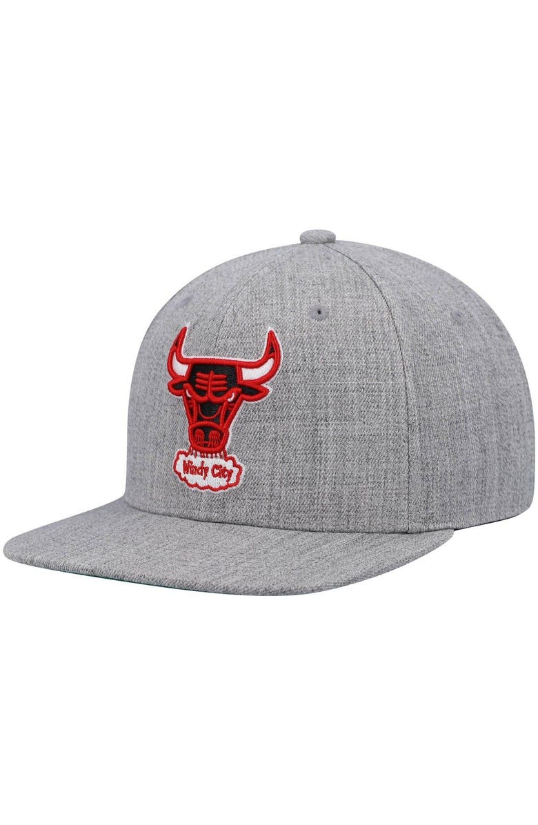 Mitchell & Ness Men's Mitchell & Ness Heathered Gray Chicago Bulls Hardwood Classics Team 2.0 Snapback Hat, Main, color, Heather Gray