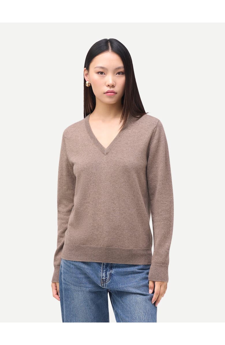 Gobi Cashmere Timeless Cashmere V-Neck Sweater, Main, color, Taupe