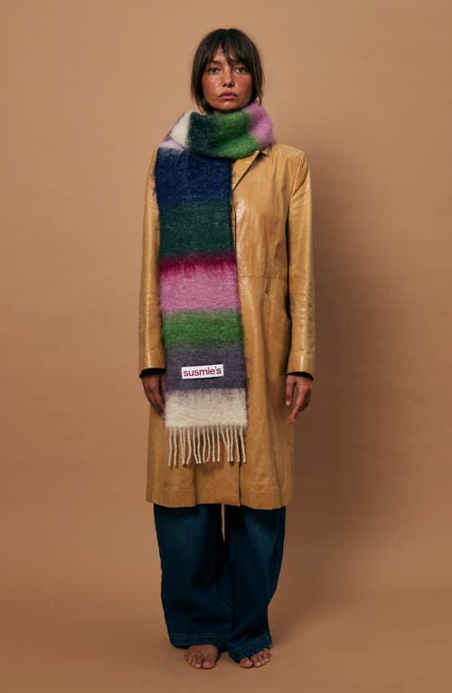 Susmie's Wool & Mohair Fringe Scarf In Multi