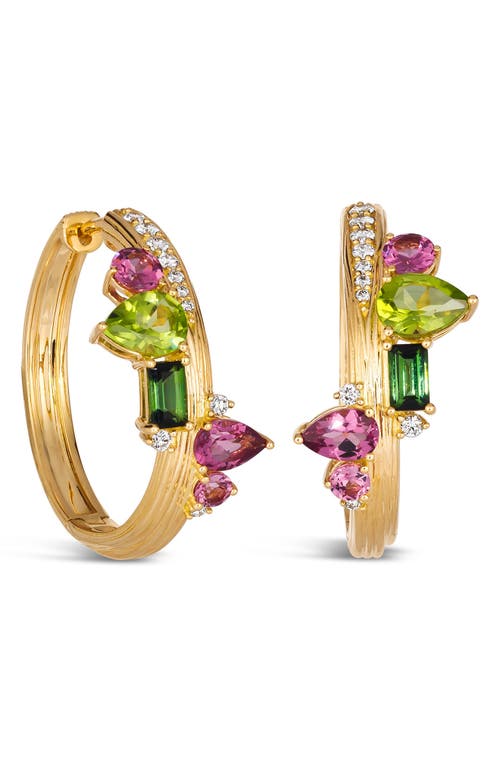 Hueb Amazonia Buriti Diamond & Semiprecious Huggie Hoop Earrings In Yellow Gold