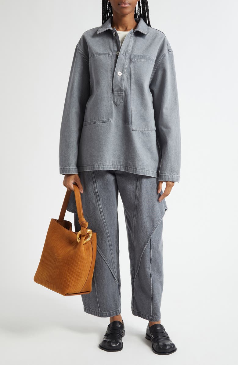 JW Anderson Patch Pocket Denim Rugby Shirt, Alternate, color, 906 Light Grey