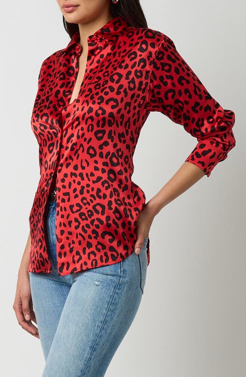 Shop Equipment Print Silk Button-up Shirt In Gazpacho And True Black
