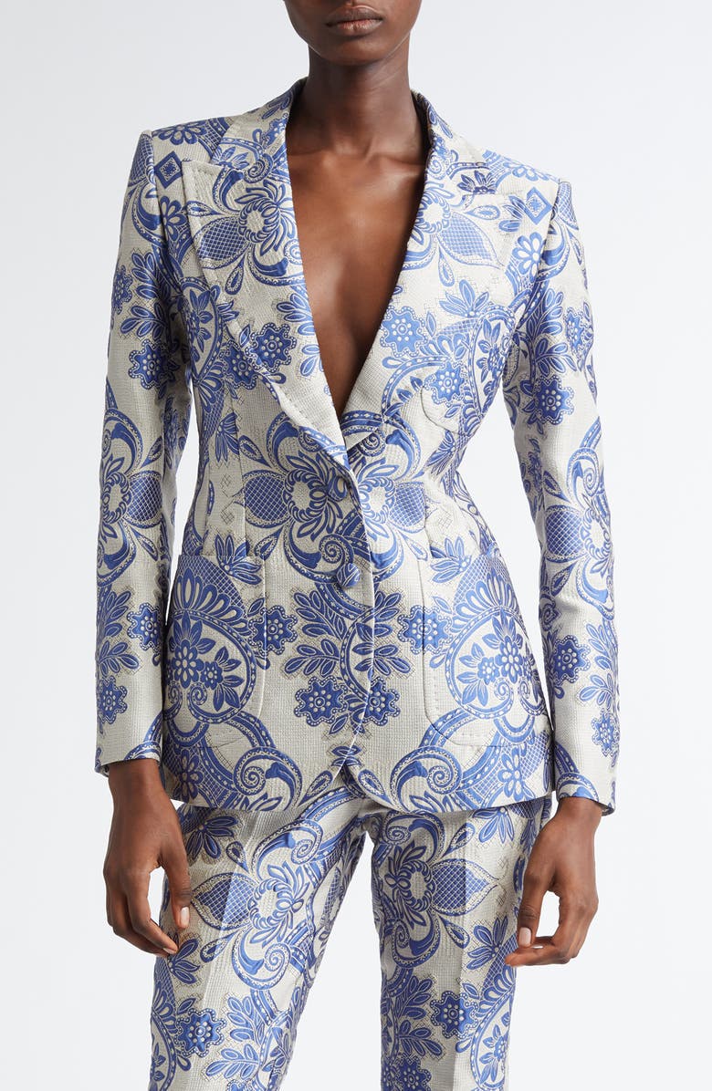 Etro Lace Motif Single Breasted Blazer, Main, color, 
