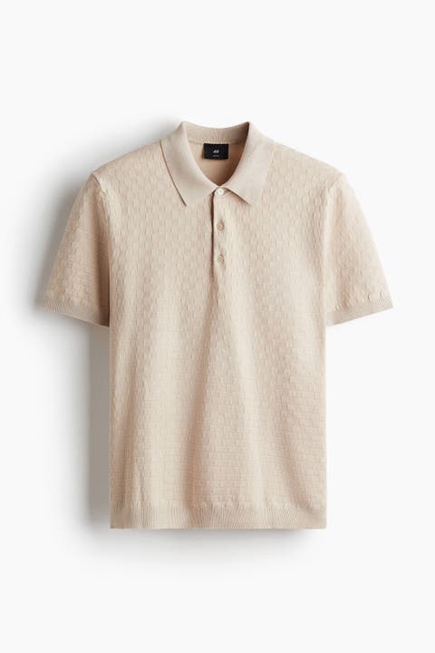 Slim Fit Textured-knit Polo Shirt