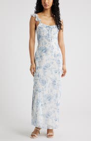Open Edit Ruffle Chiffon Maxi Dress