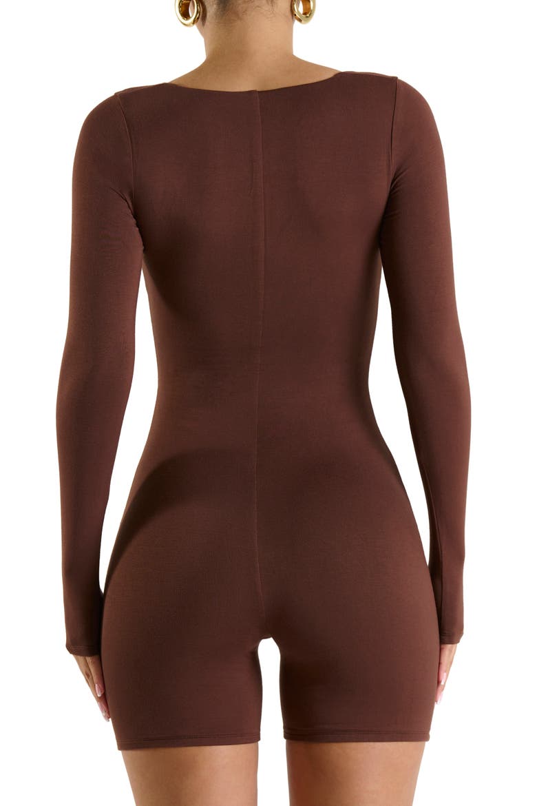Extra Smooth Long Sleeve Romper, Alternate, color, CHOCOLATE