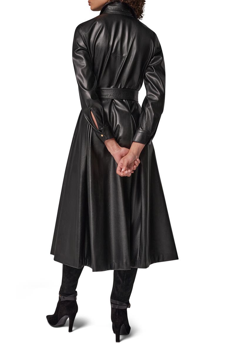 Faux Leather Belted Shirtdress, Alternate, color, BLACK