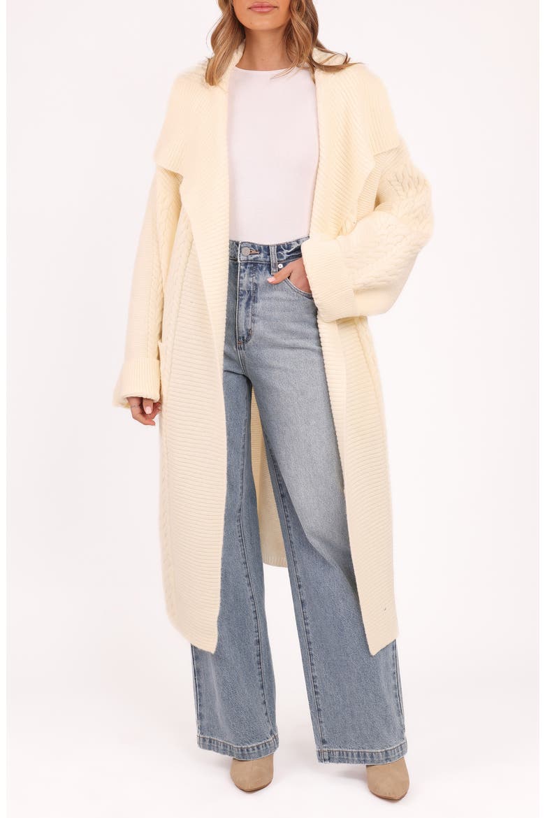 Nova Longline Cable Knit Cardigan, Main, color, CREAM