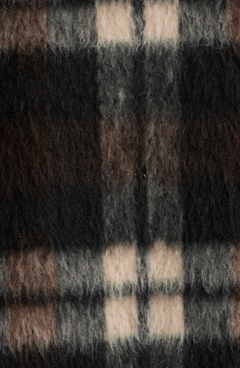 Bernardo Plaid Toggle Coat, Alternate, color, Brown Cream