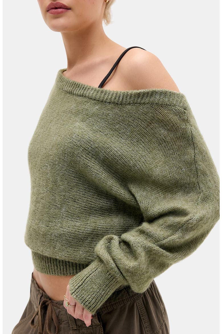 Jordan Slouch Off the Shoulder Sweater, Alternate, color, GREEN