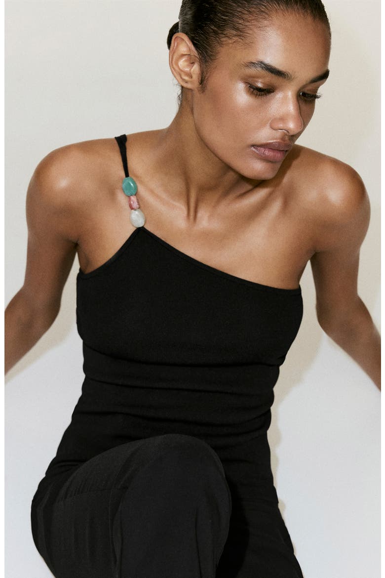 Asymmetric Knit Top, Alternate, color, BLACK