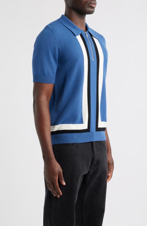 Hugo Boss Mens Medium Blue Striped Regular-fit Short-sleeve Knitted Polo Xl In Blue
