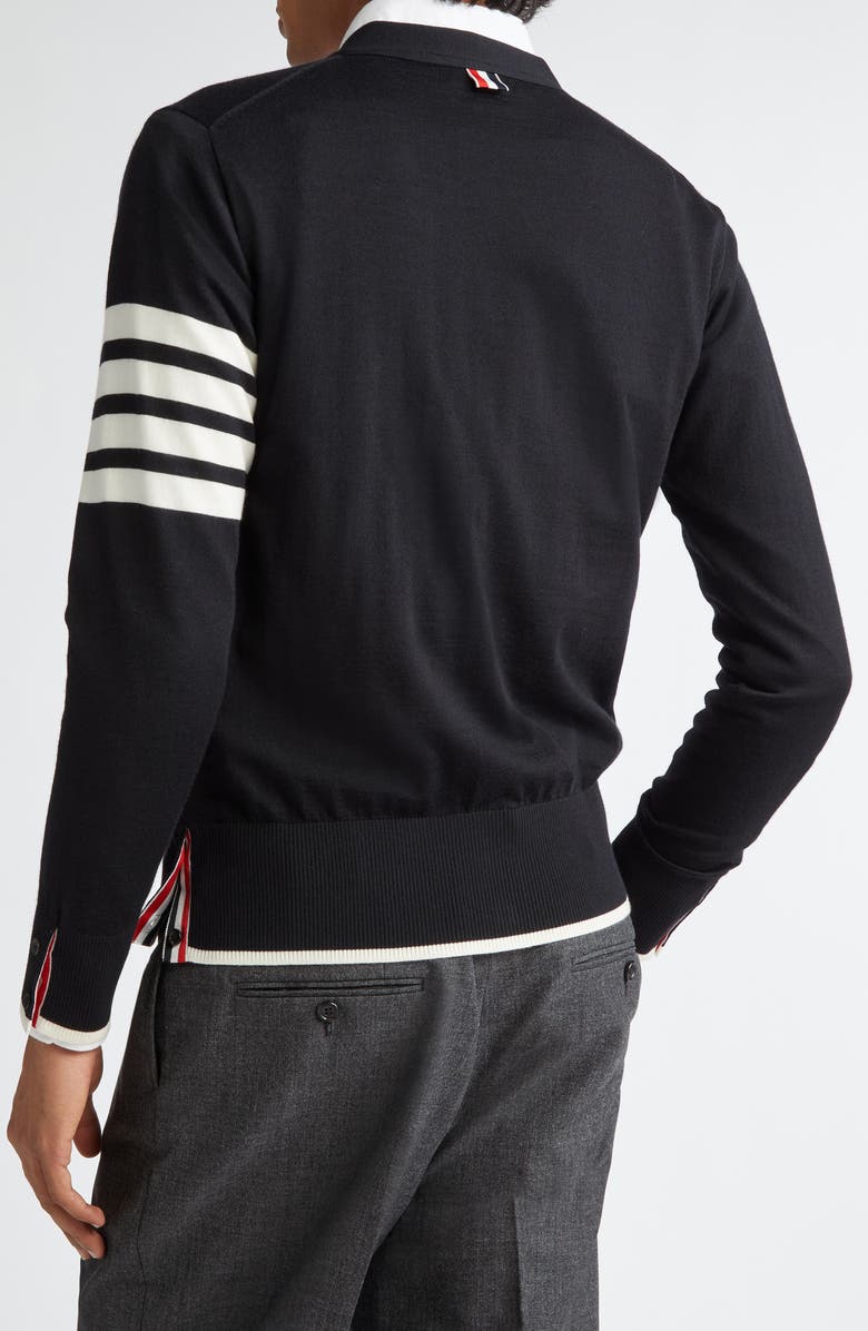 Thom Browne Virgin Wool Cardigan, Alternate, color, Black