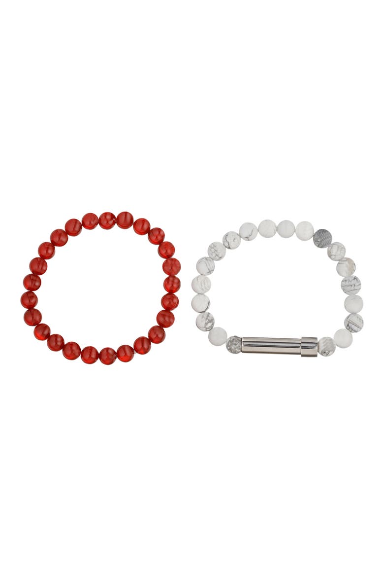 Men's Set of 2 Jean Bracelets, Main, color, RED/ WHITE