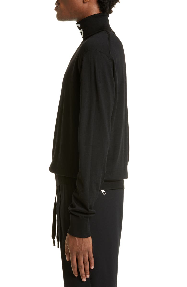 Dolce&Gabbana Intarsia Logo Virgin Wool Blend Turtleneck Sweater, Alternate, color, 