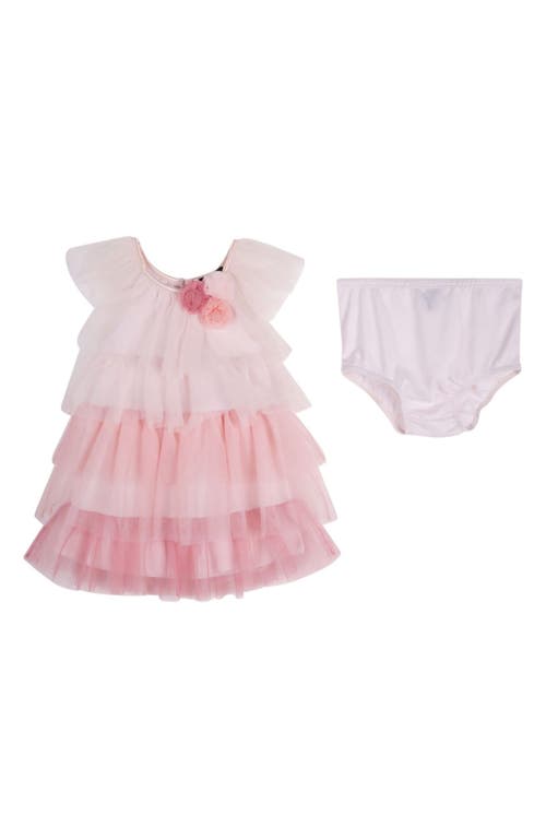 Zunie Tiered Mesh Dress & Bloomers in Pink 