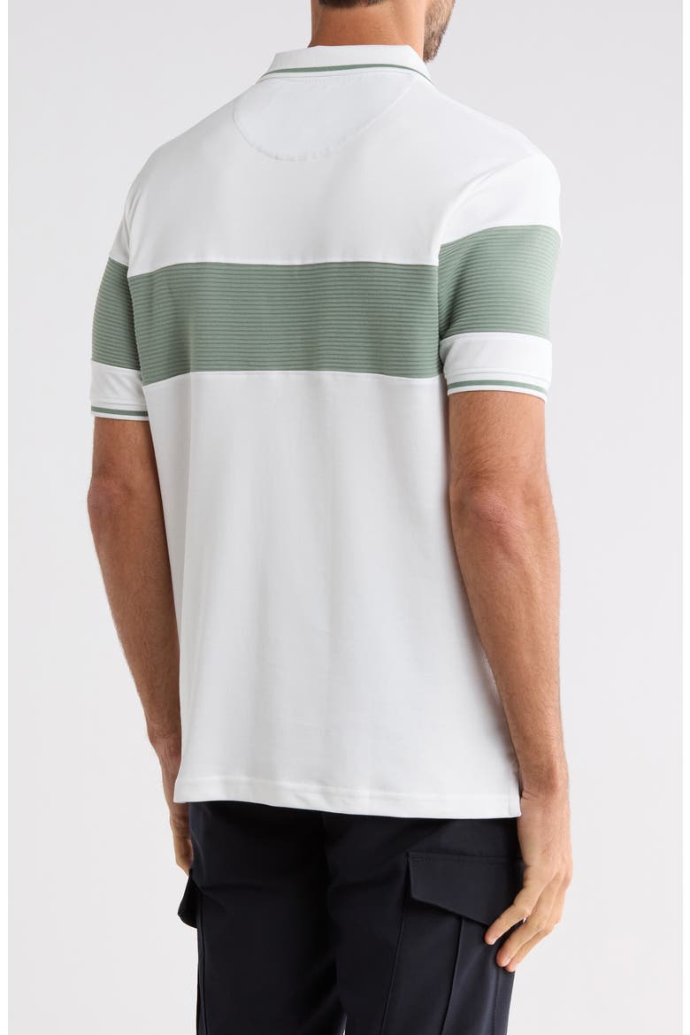 Textured Chest Stripe Polo, Alternate, color, DULL WHITE