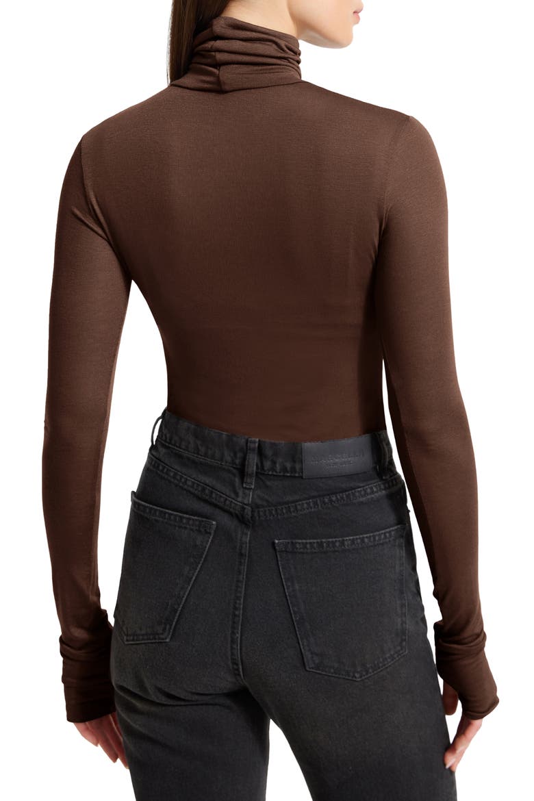 Eloise Sheer Turtleneck Top, Alternate, color, ESPRESSO
