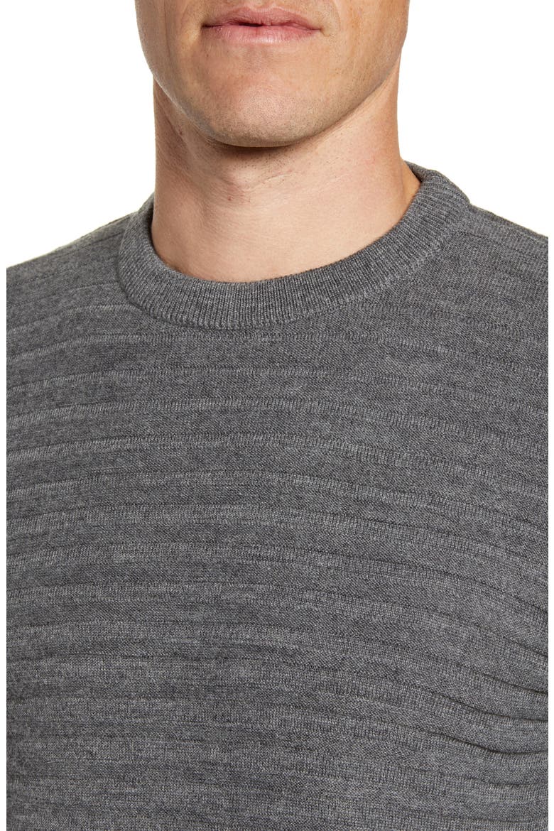 Stripe Knit Crewneck Sweater, Alternate, color, CHARCOAL