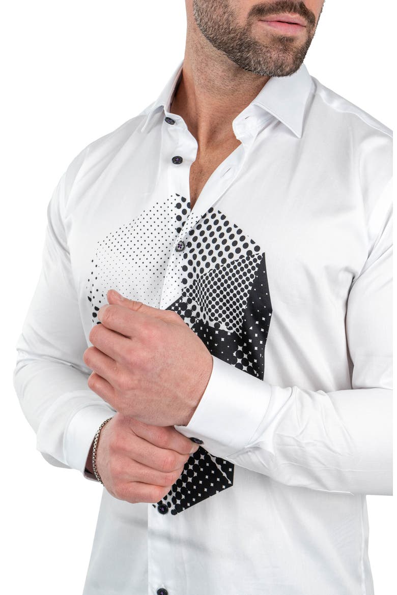 Fibonacci Skullpoints Contemporary Fit Button-Up Shirt, Alternate, color, WHITE