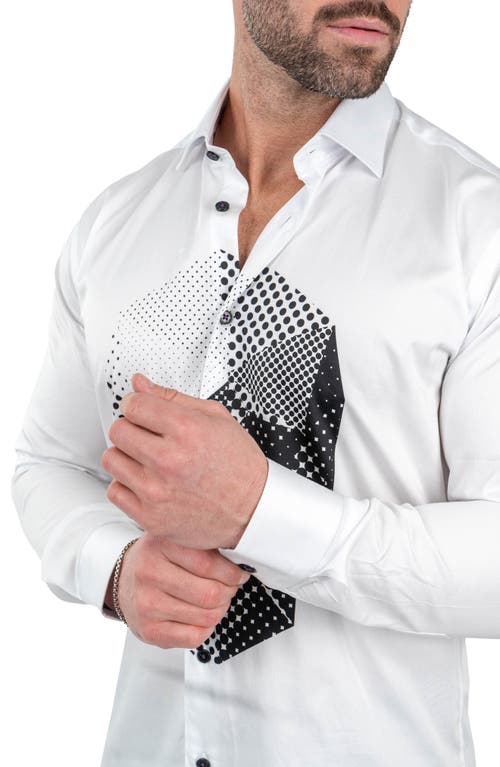 Maceoo Fibonacci Skullpoints Contemporary Fit Button-up Shirt In White