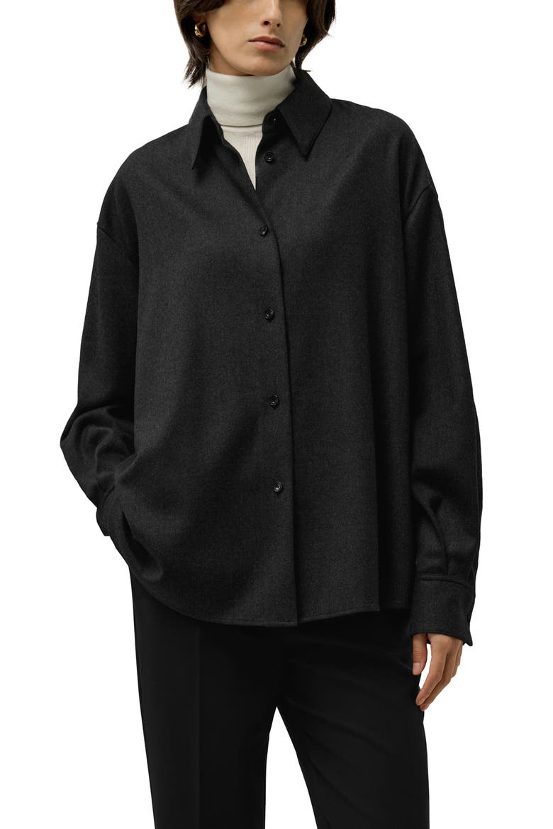 Women's Silk-Wool Oversized Warm Shirt, Main, color, Thunder