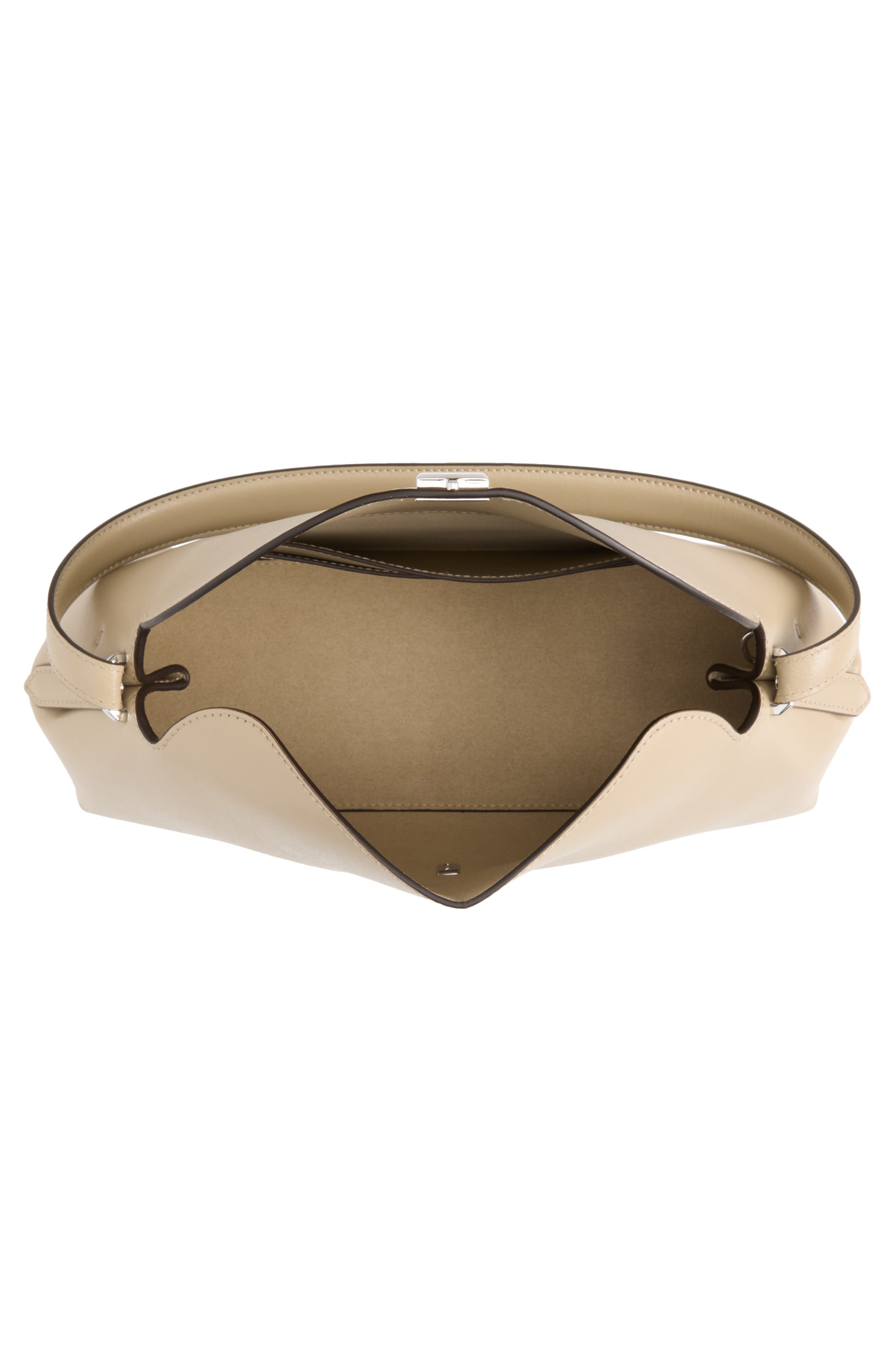 T-Lock Leather Shoulder Bag, Alternate, color, FAWN