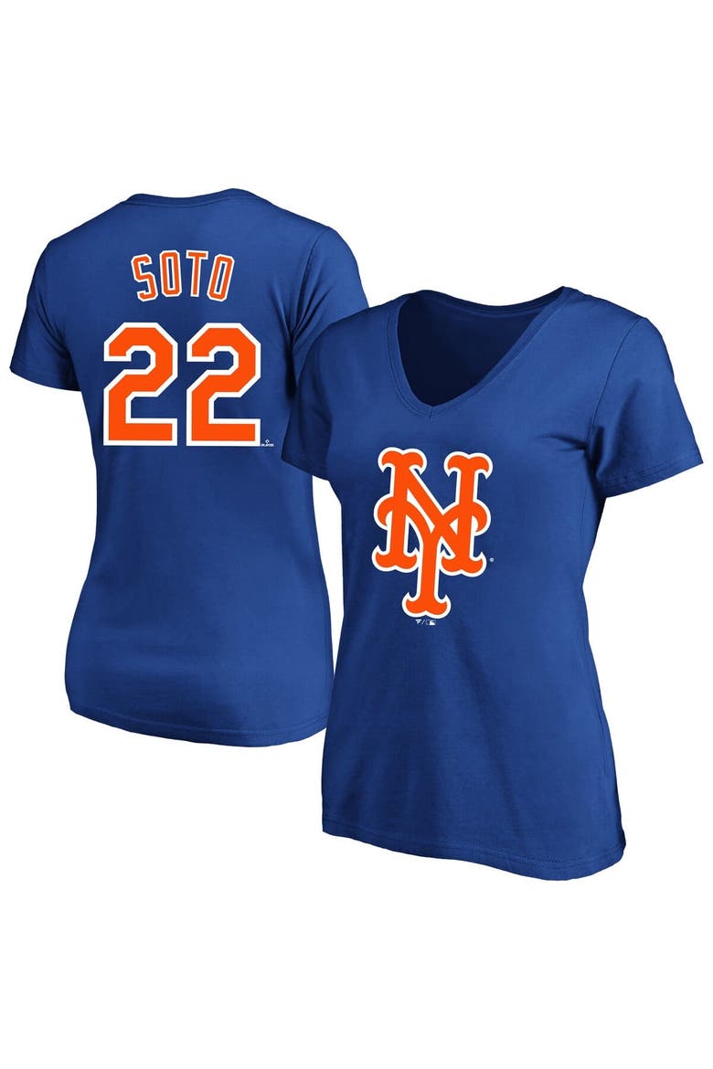 Women's Profile Juan Soto Royal New York Mets Plus Size Name & Number V-Neck T-Shirt, Alternate, color, Royal