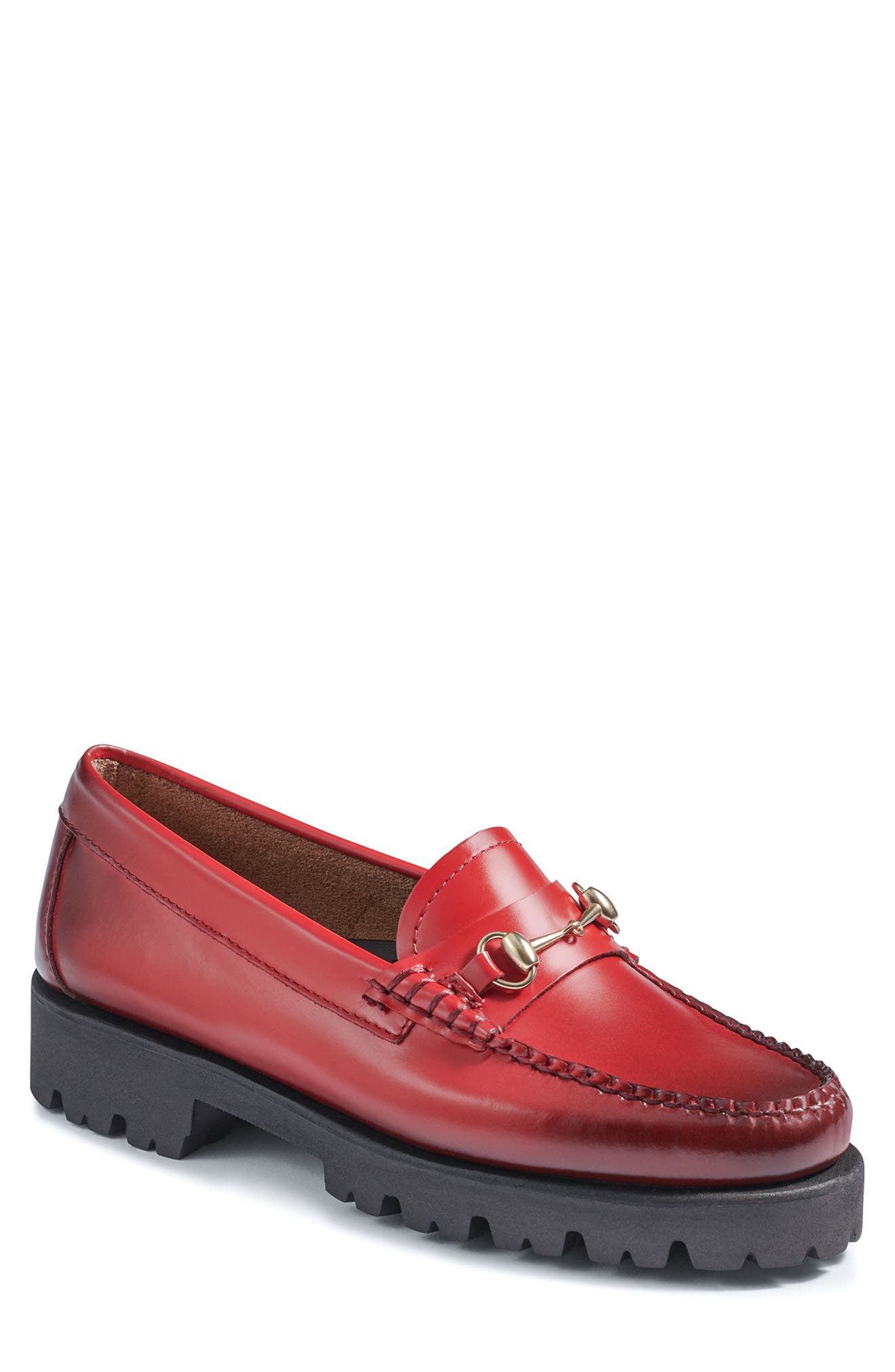 G.H. Bass and Co. Lianna Leather Platform Lug Loafer, Main, color, RED LEATHER
