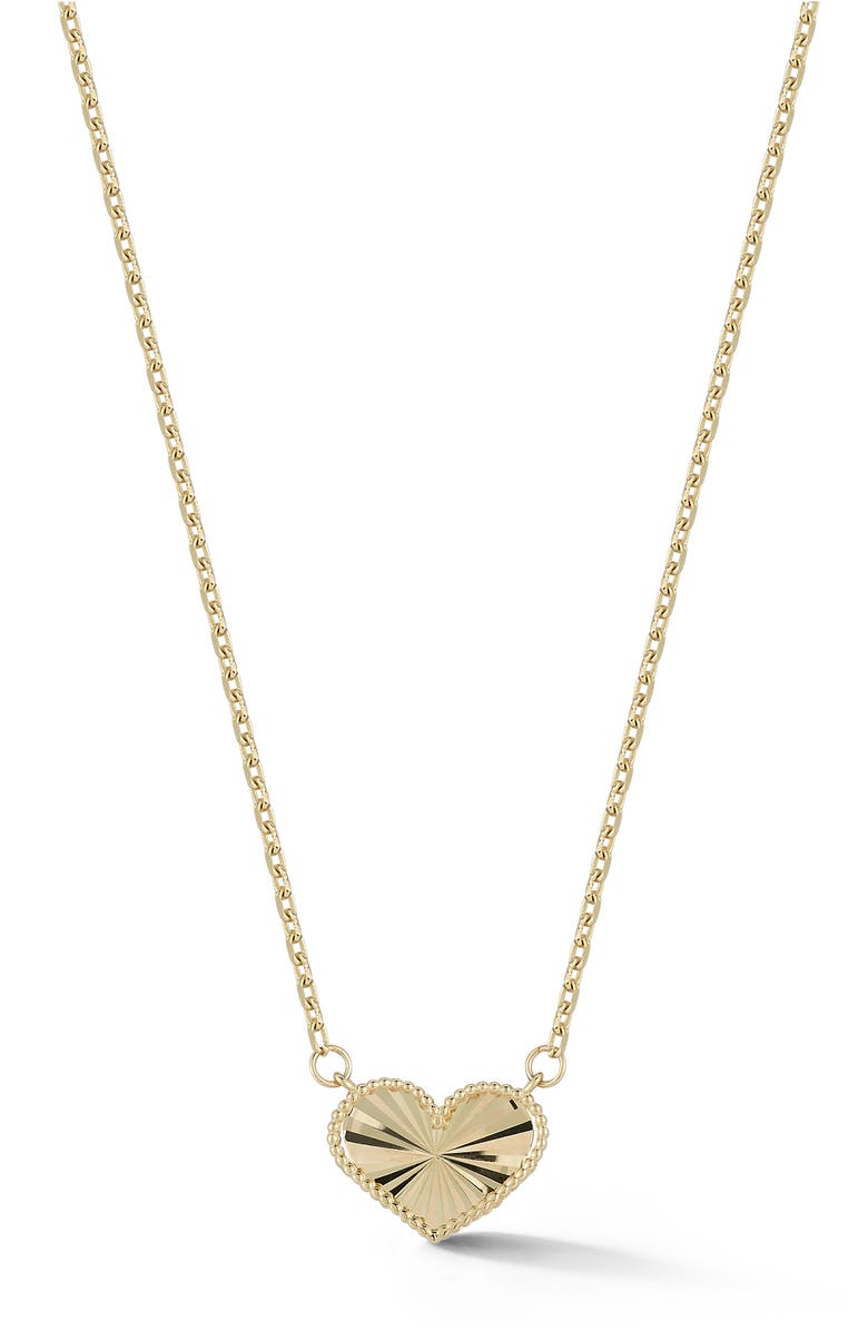 Ember Fine Jewelry Beaded Heart Pendant Necklace, Main, color, Gold