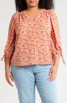 Renee C Floral Balloon Sleeve Top