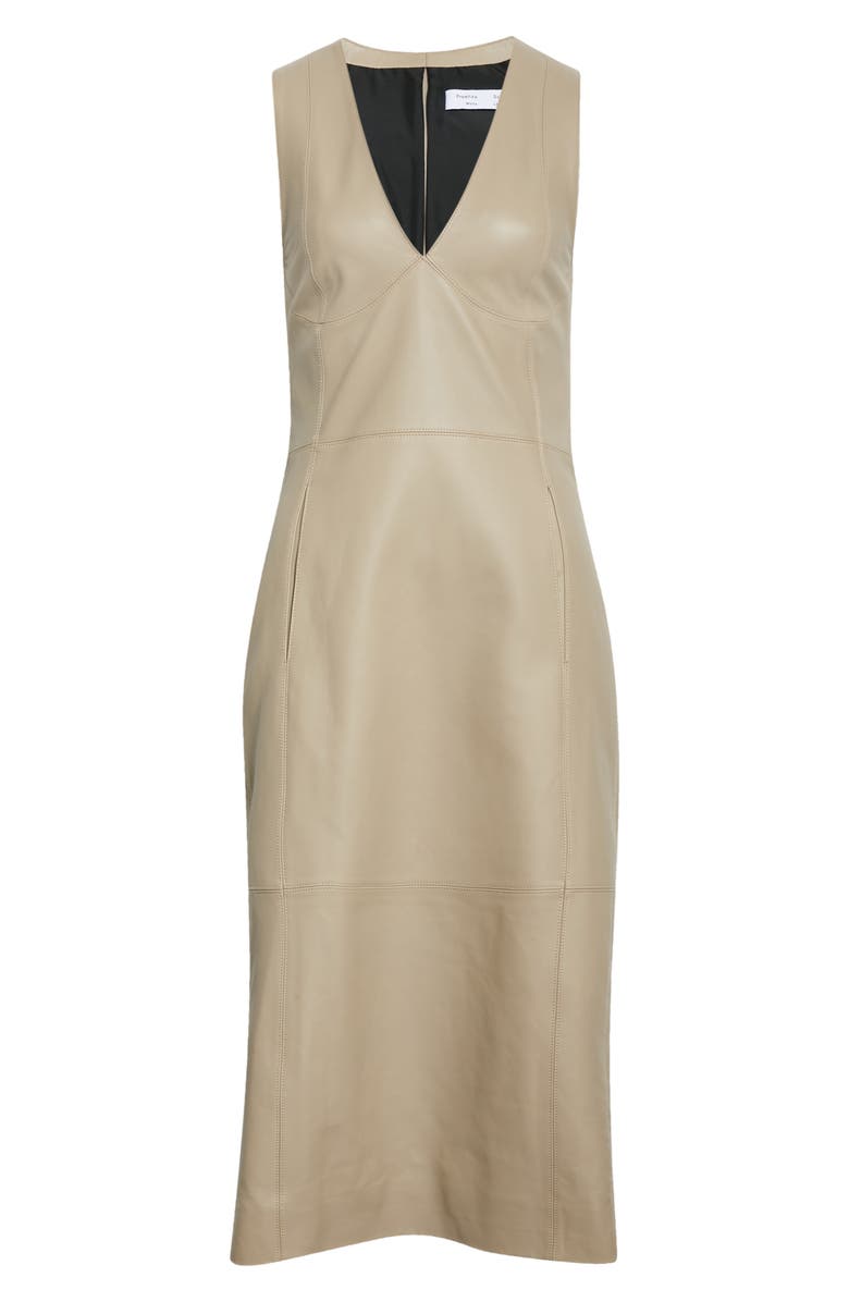 Proenza Schouler White Label V-Neck Faux Leather Dress, Alternate, color, 