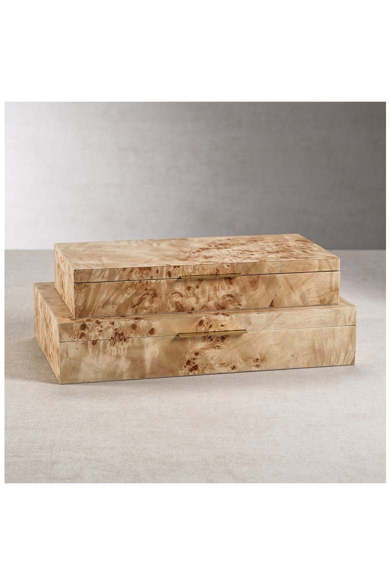 Bogur Burlwood Veneer Decorative Box, Alternate, color, TAN