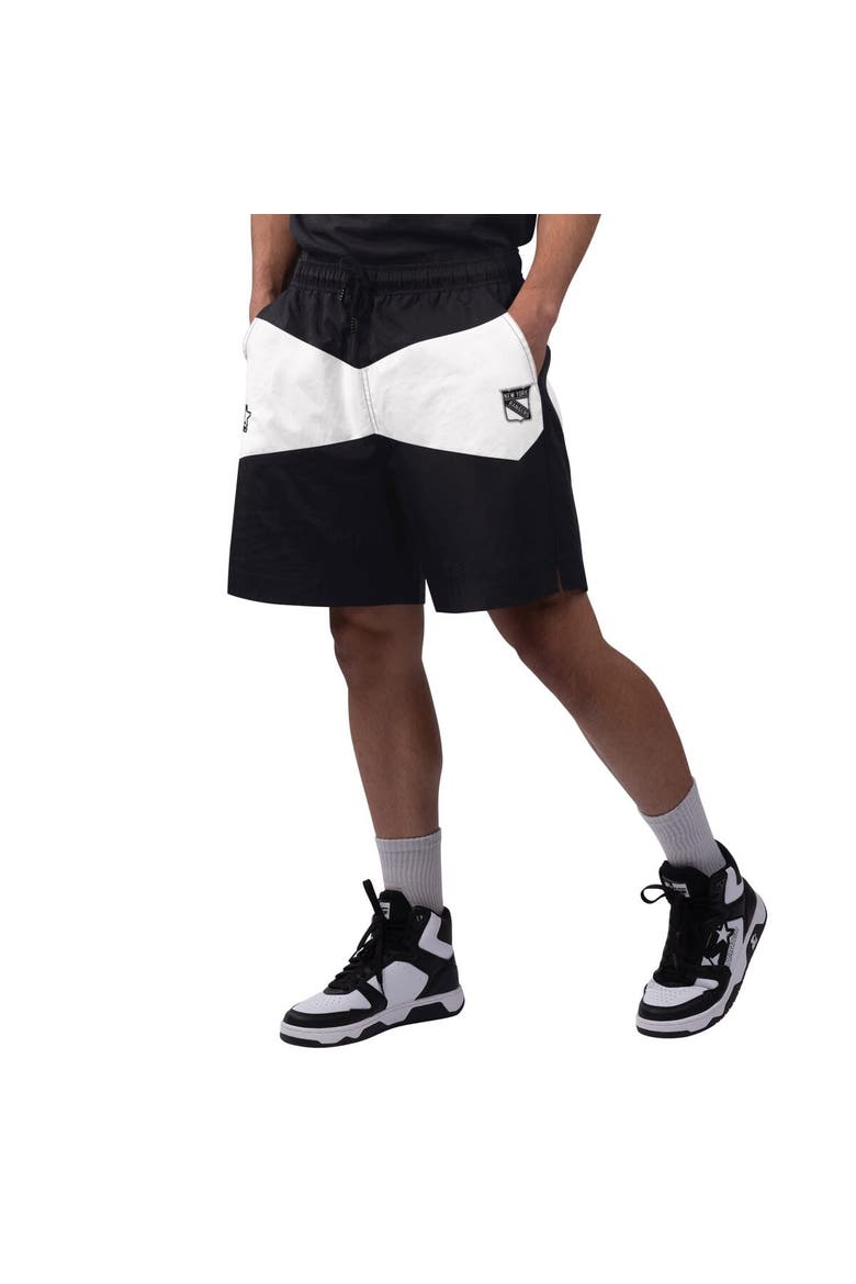 Men's Starter x NHL Black Ice Black/White New York Rangers Linechange Shorts, Alternate, color, Black