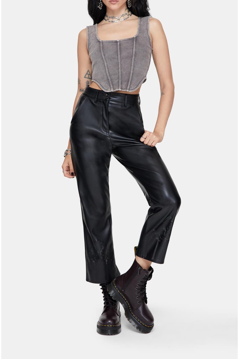 High-Rise Cropped Trousers, Alternate, color, Black