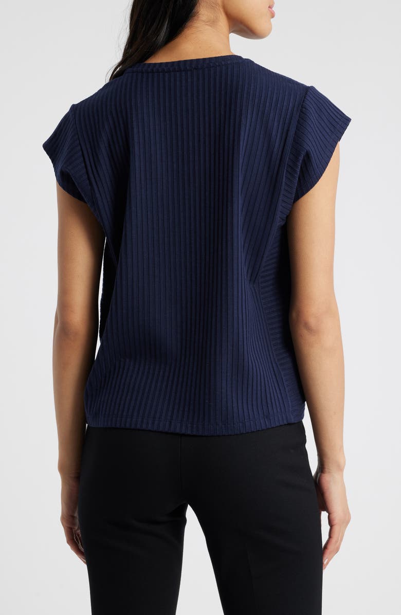 Eileen Fisher Crewneck Cap Sleeve Ribbed T-Shirt, Alternate, color, Ink