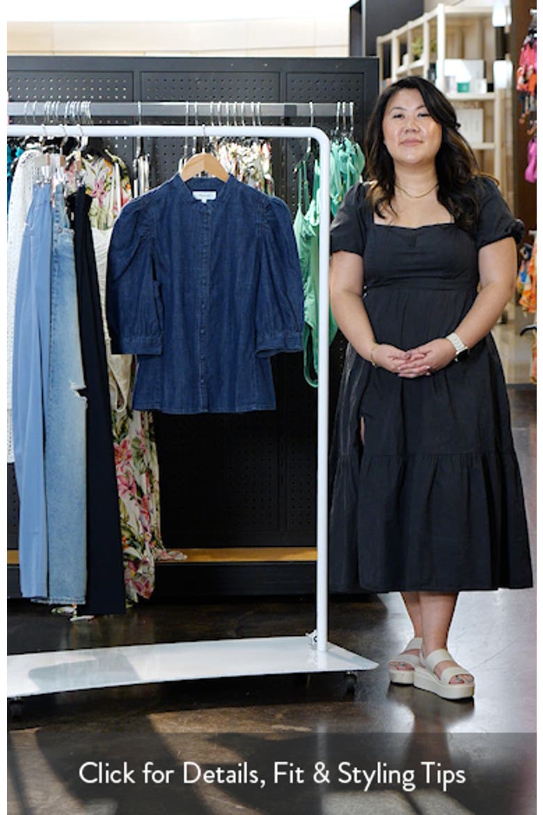 Denim Puff Sleeve Band Collar Shirt video